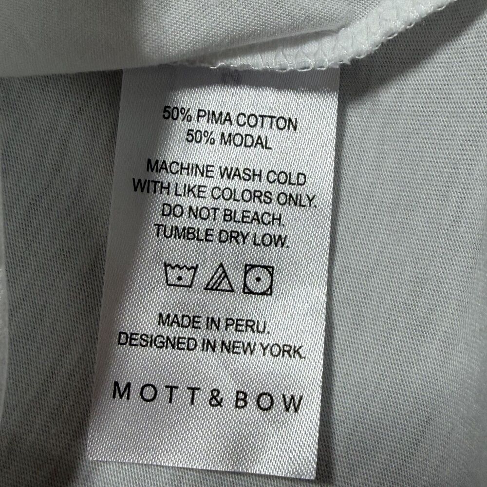 Mott and Bow T Shirt Womens Size M White Pima Cotton V Neck Short Sleeve Basic - Picture 9 of 10